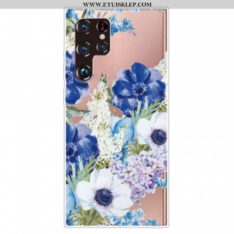 Etui do Samsung Galaxy S22 Ultra 5G Akwarela Niebieskie Kwiaty